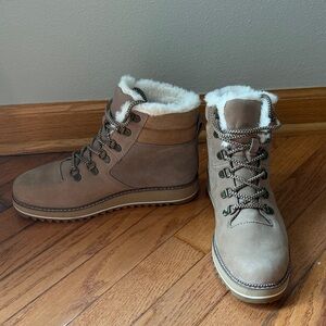Toms Tan Suede Boots with White Lining